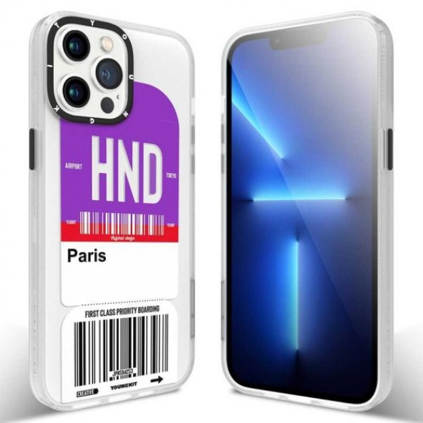 Apple iPhone 13 Pro Kılıf First Class Uçak Bileti 3D Dizayn Any Time Serisi Kapak - 12