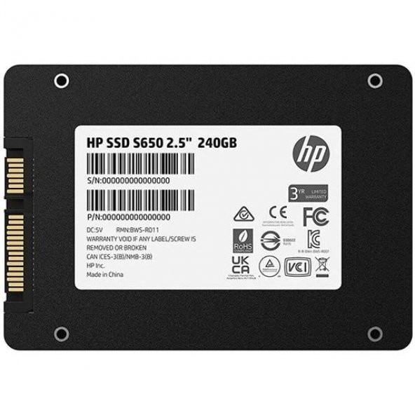 HP 240GB SSD SATA S650 560/450MB 345M8AA - 3