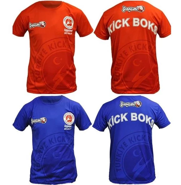 DragonDo Kf2018 Kick Boks Tişörtü Mavi - Kırmızı - 3