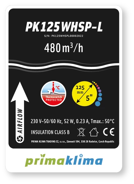 Prima Klima PK125-WHSPL Sessiz Fan 480 m3/h 125 mm - 3