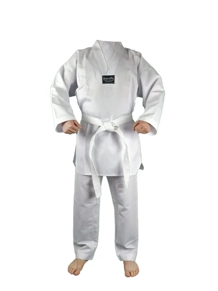 DragonDo 10012 Fitilli Kumaş Beyaz Yaka Taekwondo Elbisesi - 5