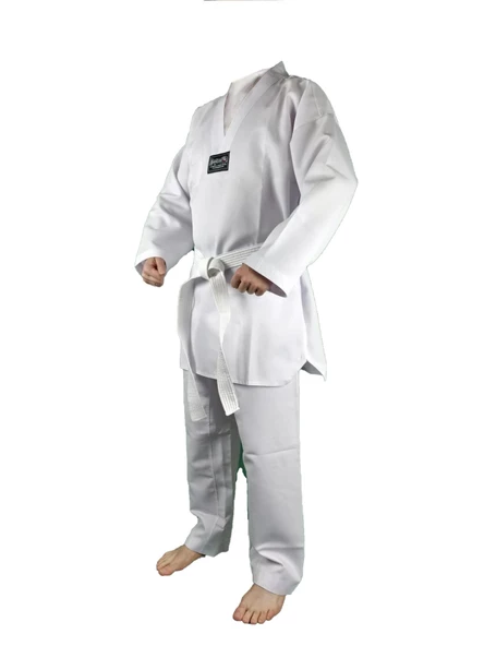 DragonDo 10012 Fitilli Kumaş Beyaz Yaka Taekwondo Elbisesi - 2