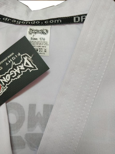 DragonDo 10012 Fitilli Kumaş Beyaz Yaka Taekwondo Elbisesi - 4