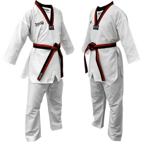 DragonDo 13110 Pum Yaka - Siyah Kırmızı Yaka Taekwondo Elbisesi