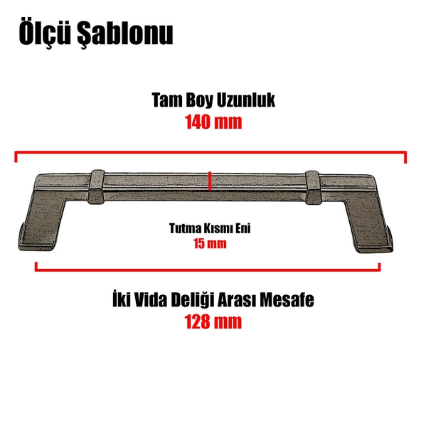 Passage Çekmece Dolap Dolabı Kapak Kulpu Kulbu (128 MM-12.8 CM) Inox Metal Kulpları Mobilya Mutfak - Resim 3