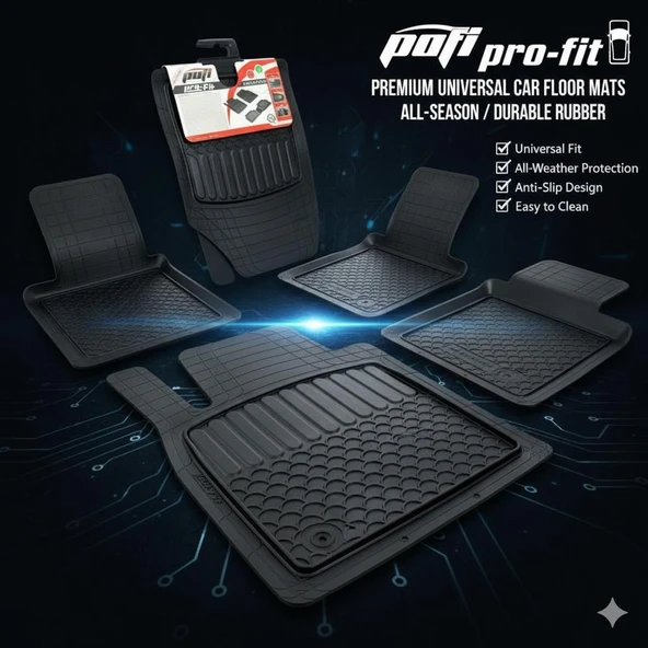 Pufi Tüm araçlarla uyumlu Oto Paspas 100% Kauçuk Premium Kalite - Siyah ürün görseli 1