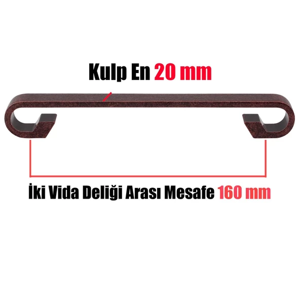 Barida Eskitme Antik Bakır Metal (160 mm-16.0 cm) Mobilya Mutfak Çekmece Dolap Kulpu Kulbu Kulpları - Resim 2