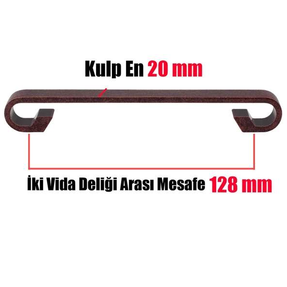 Barida Eskitme Antik Bakır Metal (128 mm-12.8 cm) Mobilya Mutfak Çekmece Dolap Kulpu Kulbu Kulpları - Resim 3