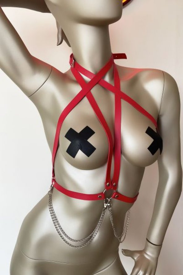 T-shirt Üzeri Deri Aksesuar, Gömlek Üzeri Şık Deri Harness - APFT52 - 1