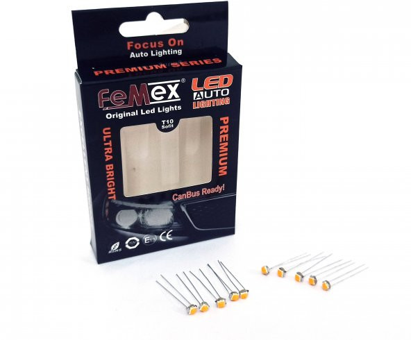 FEMEX Premium T5 T4 10lu İnce Bacaklı Kıl Led Mini Led Ampul Parlak Turuncu - 2