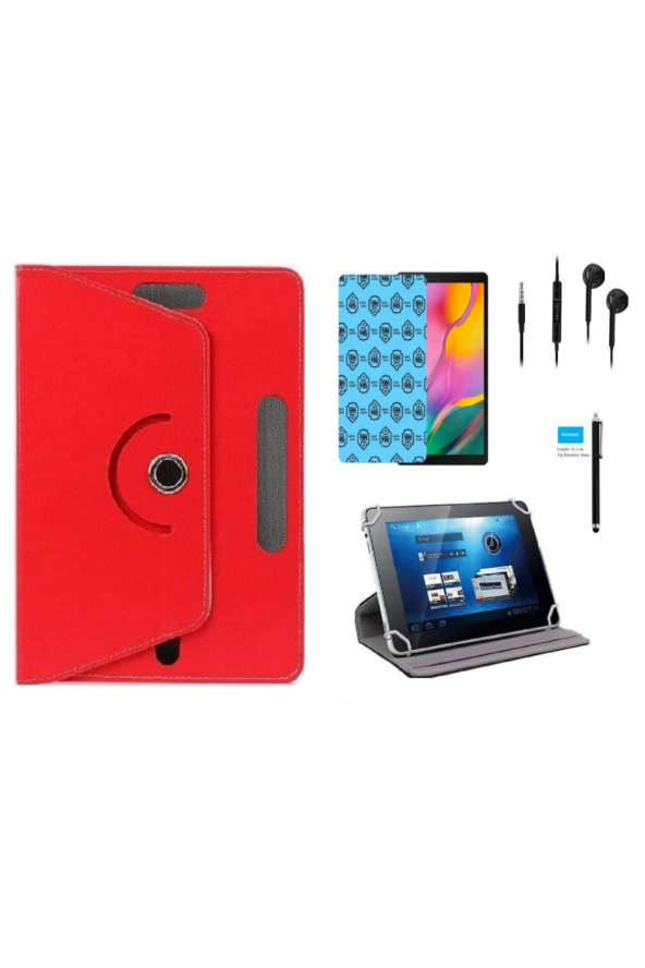 Alcatel Pixi 3 - 10" Uyumlu Tablet Kılıfı 4 lü Set Kılıf+Ekran Koruma+Kalem+Kulaklık