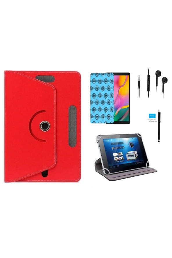 Hometech Alfa 8MS 8" Uyumlu Tablet Kılıfı 4 lü Set Kılıf+Ekran Koruma+Kalem+Kulaklık