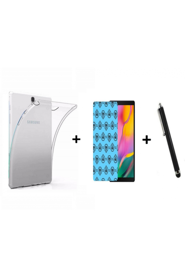 Samsung Galaxy Tab A8 SM-X200 10.5" Uyumlu Şeffaf Silikon Tablet Kılıfı Nano Ekran Koruyucu ve Kalem