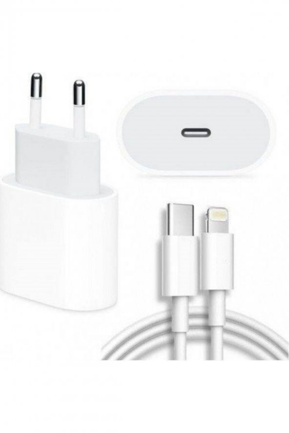 iPhone 13 Pro Uyumlu 20W Hızlı Şarj Aleti Adaptör Set Type-C to Lightining 1M Kablo