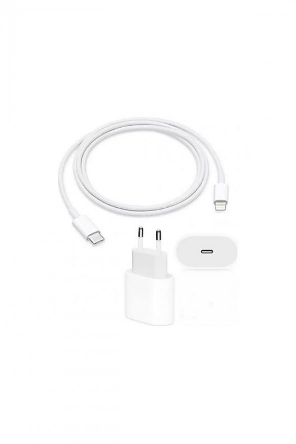 iPhone 13 Uyumlu 20W Hızlı Şarj Aleti Adaptör Set Type-C to Lightining 1M Kablo - 2