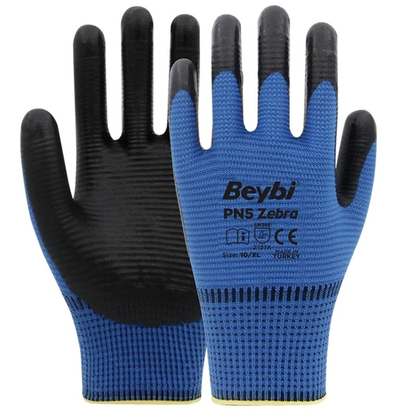BEYBİ PN5 ZEBRA  NO:10 MAVİ - SİYAH İŞÇİ ELDİVENİ