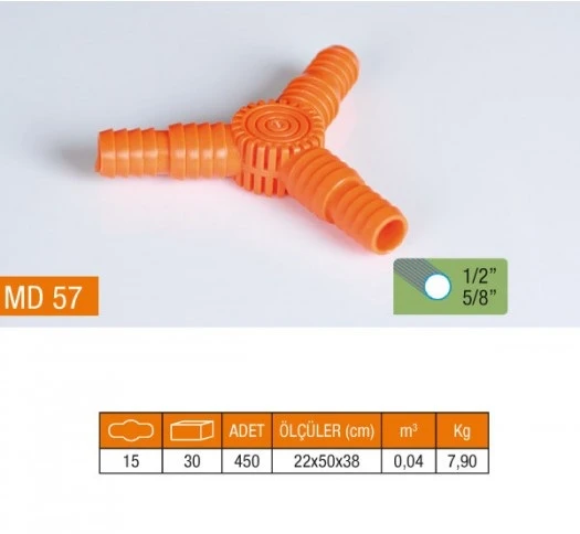 1/2-5/8 NORMAL 3LÜ HORTUM EKİ MD57