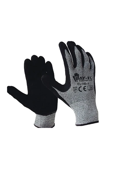 NO:10  BAY-EL EL140-1 GRİ/SİYAH LİKRALI SOFT LATEX KAPLI İŞ ELDİVENİ