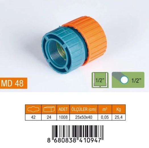 1/2" BATARYA HORTUM REKORU İÇ DİŞLİ DİŞİ PLASTİK MD48