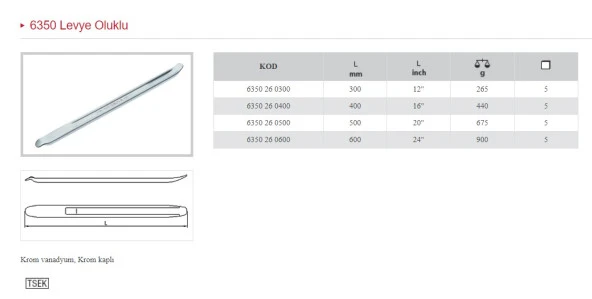 İZELTAŞ 300 MM LEVYE OLUKLU KROM 6350 26 0300 - 1
