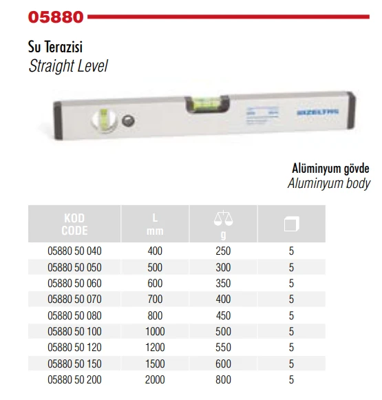 İZELTAŞ 40 CM SU TERAZİSİ ALÜMİNYUM GÖVDE 05880 50 040