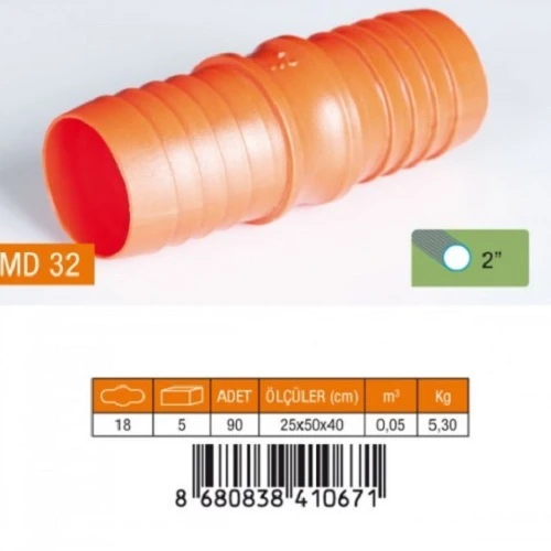 2" HORTUM EKİ PLASTİK MD32