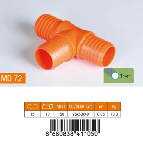1.1/4" T HORTUM EKİ PLASTİK MD72