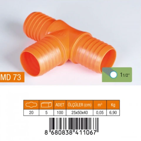 1.1/2" T HORTUM EKİ PLASTİK MD73