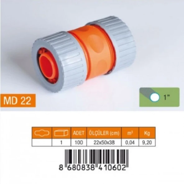 1" LÜX HORTUM EKİ PLASTİK MD22