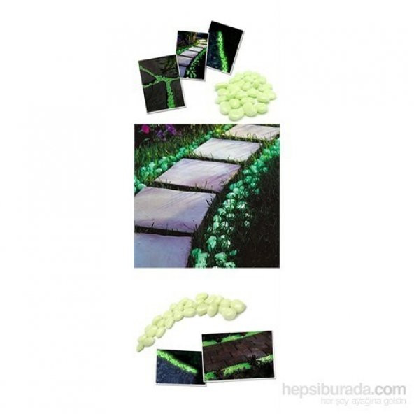 Bahçe Fosforlu Çakıl Taşları 50 Li Gece Parlayan Fosforlu Taş - 3