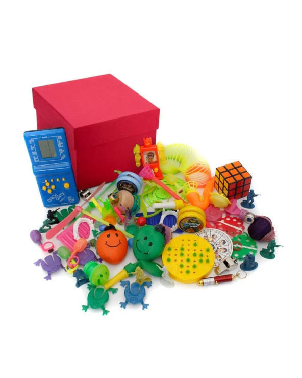 Anneler Günü Nostaljik Özel Kırmızı Oyuncak Kutusu Mavi Tetrisli