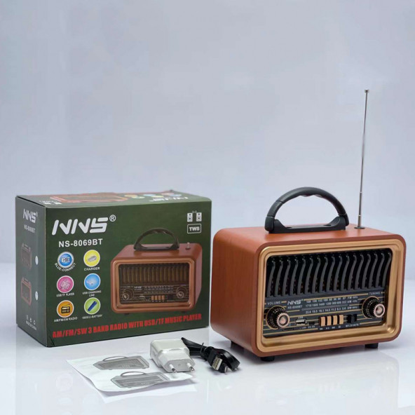NS-8069BT FM radyo USB TF kartı Taşınabilir kablosuz ahşap hoparlör