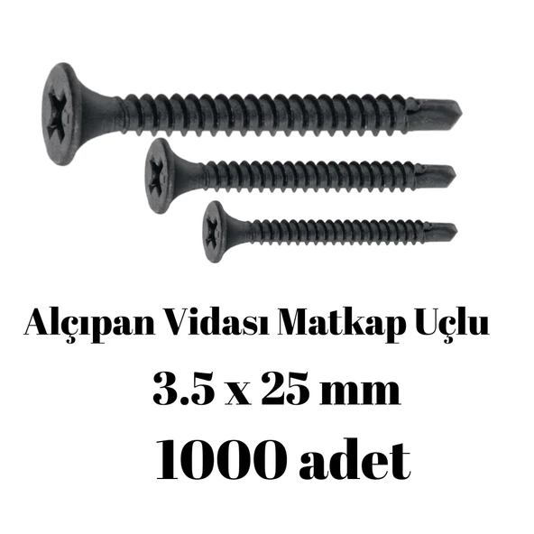 Matkap Uçlu Alçıpan Vidası 3,5x25 1000'li Paket - Resim 2