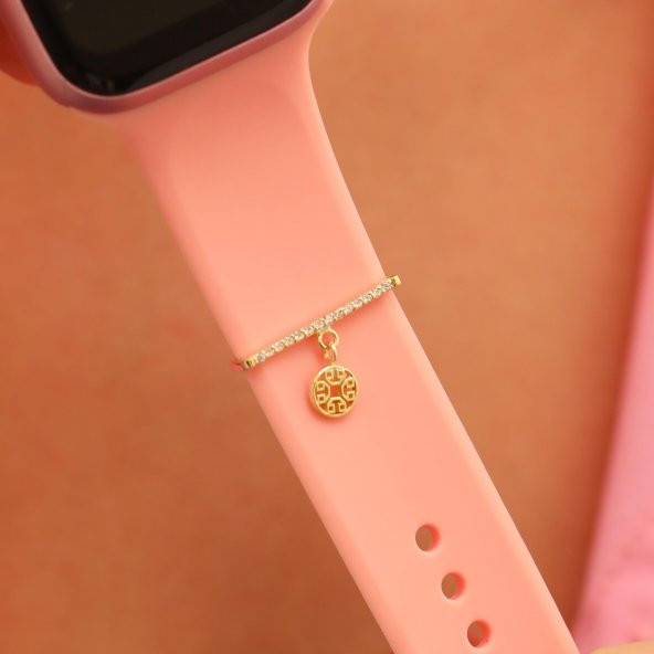 Soft Altın 925 Ayar Gümüş Apple Watch Uyumlu Sallantılı Kasentra Model Kordon Aksesuarı