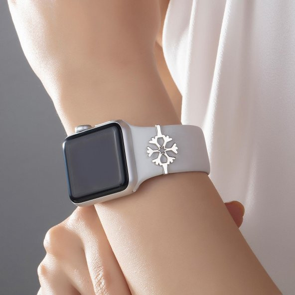Soft Altın 925 Ayar Gümüş Apple Watch Uyumlu Kar Tanesi Model Kordon Aksesuarı