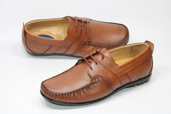 MND HAKİKİ DERİ ORTOPEDİK KAUÇUK DÜZ TABAN BAĞCIKLI ERKEK GÜNLÜK RAHAT YUMUŞAK AYAKKABI - 2