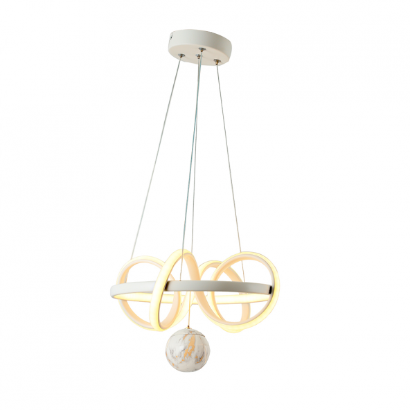 TT Aydınlatma TT003TPL-BY  Sarmal Modeli Mat Beyaz Mermer Desen Toplu Led Avize - Resim 3