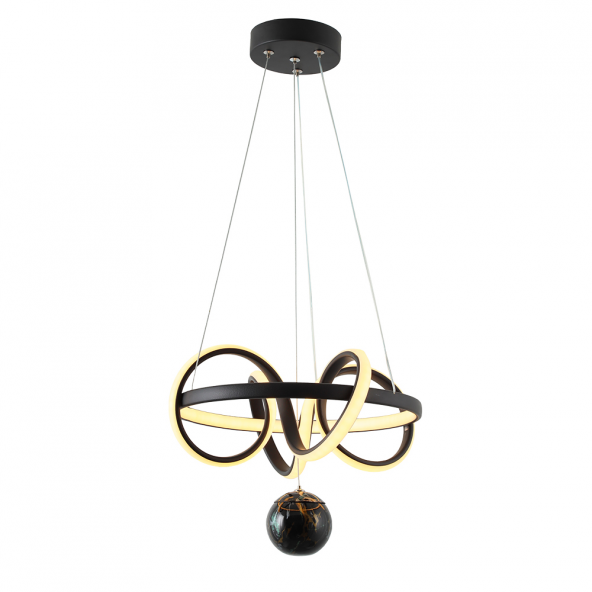 TT Aydınlatma TT003TPL-SY  Sarmal Modeli Mat Siyah Mermer Desen Toplu Led Avize - Resim 3