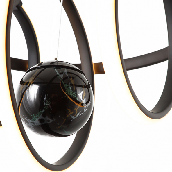 TT Aydınlatma TT003TPL-SY  Sarmal Modeli Mat Siyah Mermer Desen Toplu Led Avize - Resim 4