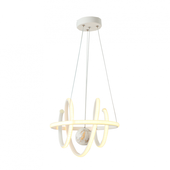 TT Aydınlatma TT005TPL-BY  Burgu Modeli Mat Beyaz Mermer Desen Toplu Led Avize - 2