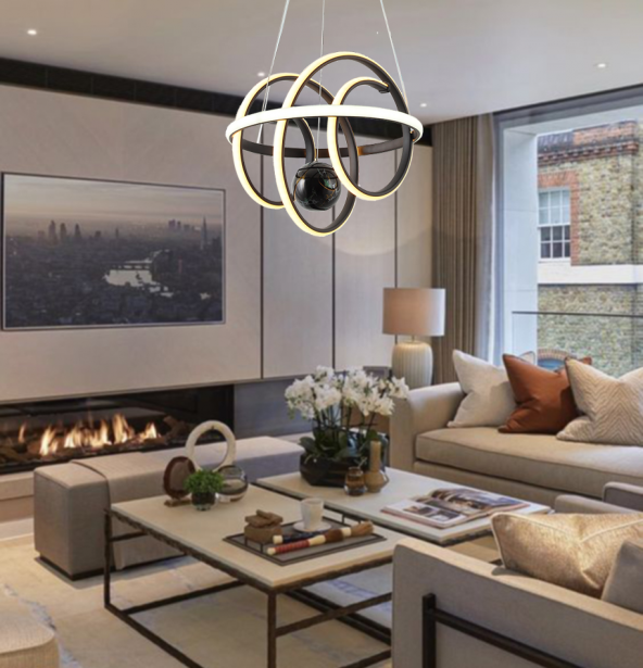 TT Aydınlatma TT005TPL-SY  Burgu Modeli Mat Siyah Mermer Desen Toplu Led Avize