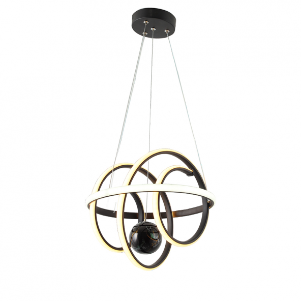 TT Aydınlatma TT005TPL-SY  Burgu Modeli Mat Siyah Mermer Desen Toplu Led Avize - 2