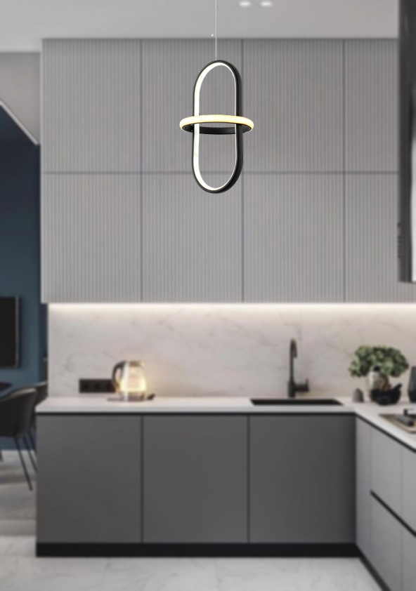 TT Aydınlatma TT006-1-SY  Minyon Modeli Tekli Mat Siyah Led Avize