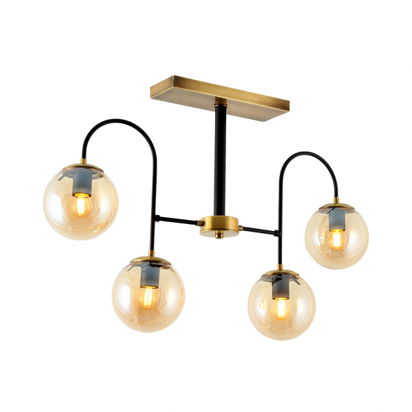 TT Aydınlatma TT011-4 ESK  Eskitme Rengi Kaplama 4 lü Bal Camlı Lüks Avize - Resim 2