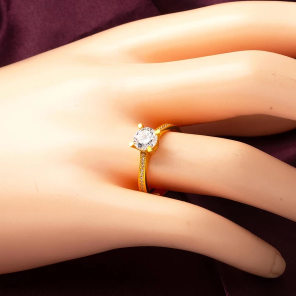 22 Ayar Altın Tektaş Yüzük - Resim 2