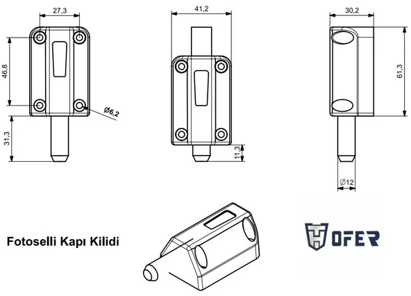 Ofer fotoselli kapılar için GÜVENLİKLİ emniyet kilidi YENİ TİP - 2