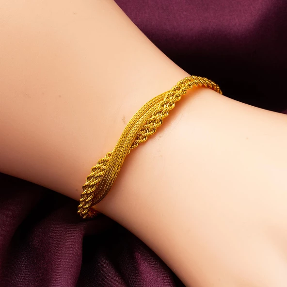 Burmalı Taşsız Altın Takı Seti - Resim 3