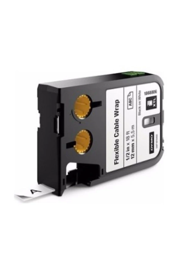 Dymo XTL Esnek Naylon Kablo Etiketi 12 mm x 5.5 Metre Beyaz Üzerine Siyah ürün görseli