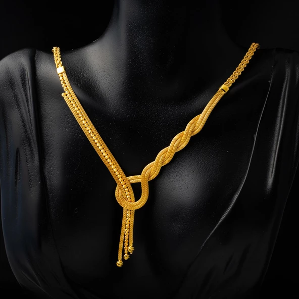 Burmalı Taşsız Altın Takı Seti - Resim 2