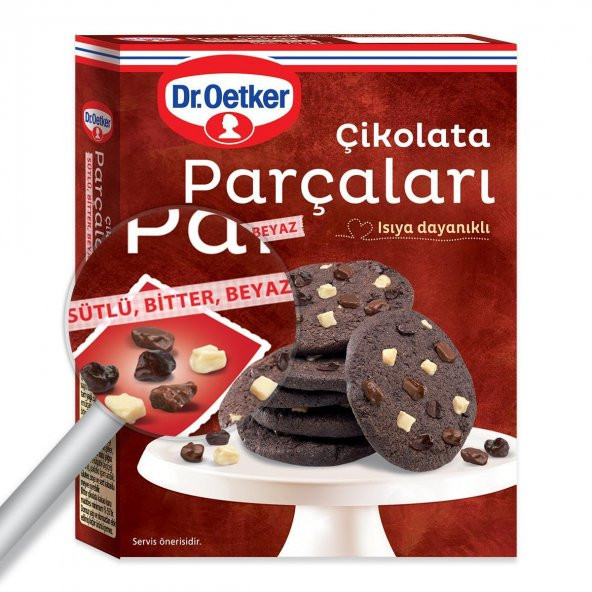 Dr. Oetker Çikolata Parçaları Beyaz-Süt-Bitter 70gr x 12 Adet - Resim 1